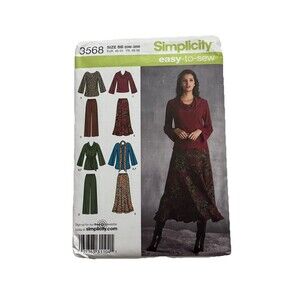 Simplicity 3568 Sewing Pattern Size 20W 28W Plus Easy Top Pants Skirt Scarf
